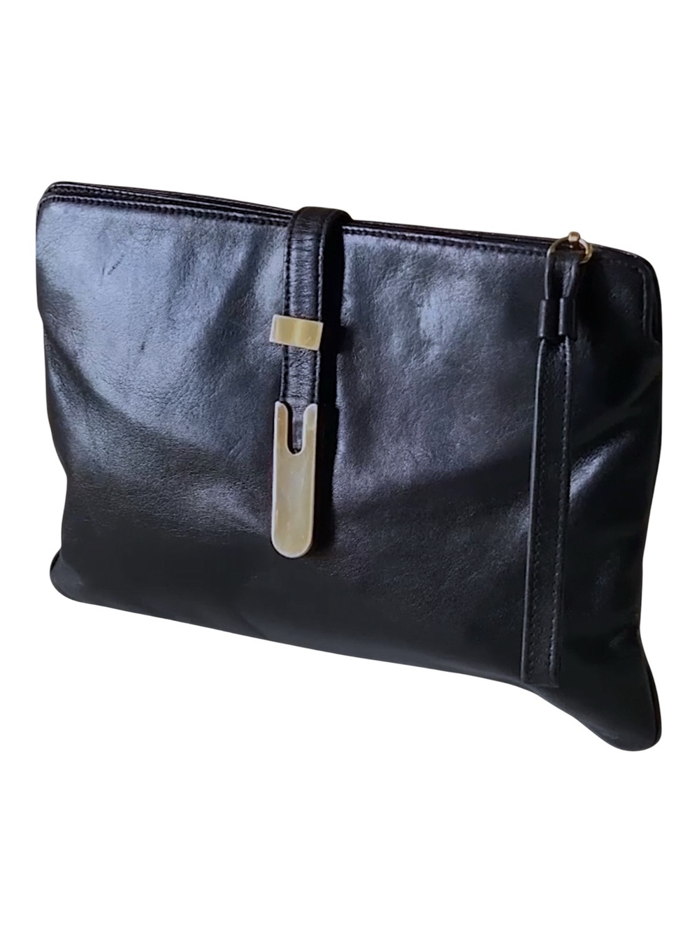 MEYERS Vintage Leather Oversized Clutch/Wristlet Gold Hardware Size 10 x 7.5”